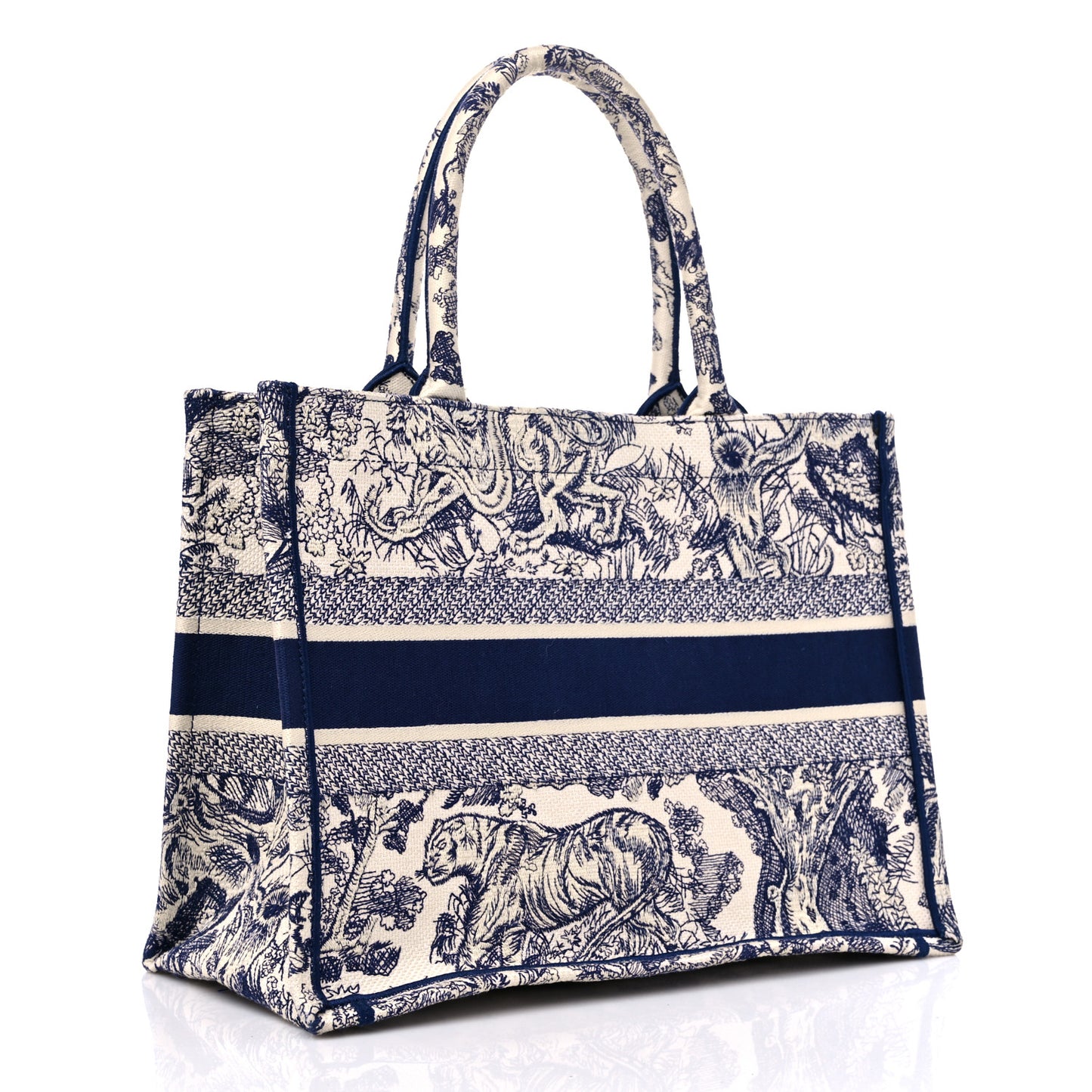Canvas Embroidered Medium Dioriviera Toile De Jouy Book Tote Blue
