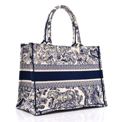 Christian Dior Canvas Embroidered Medium Dioriviera Toile De Jouy Book Tote Blue 3 of 13