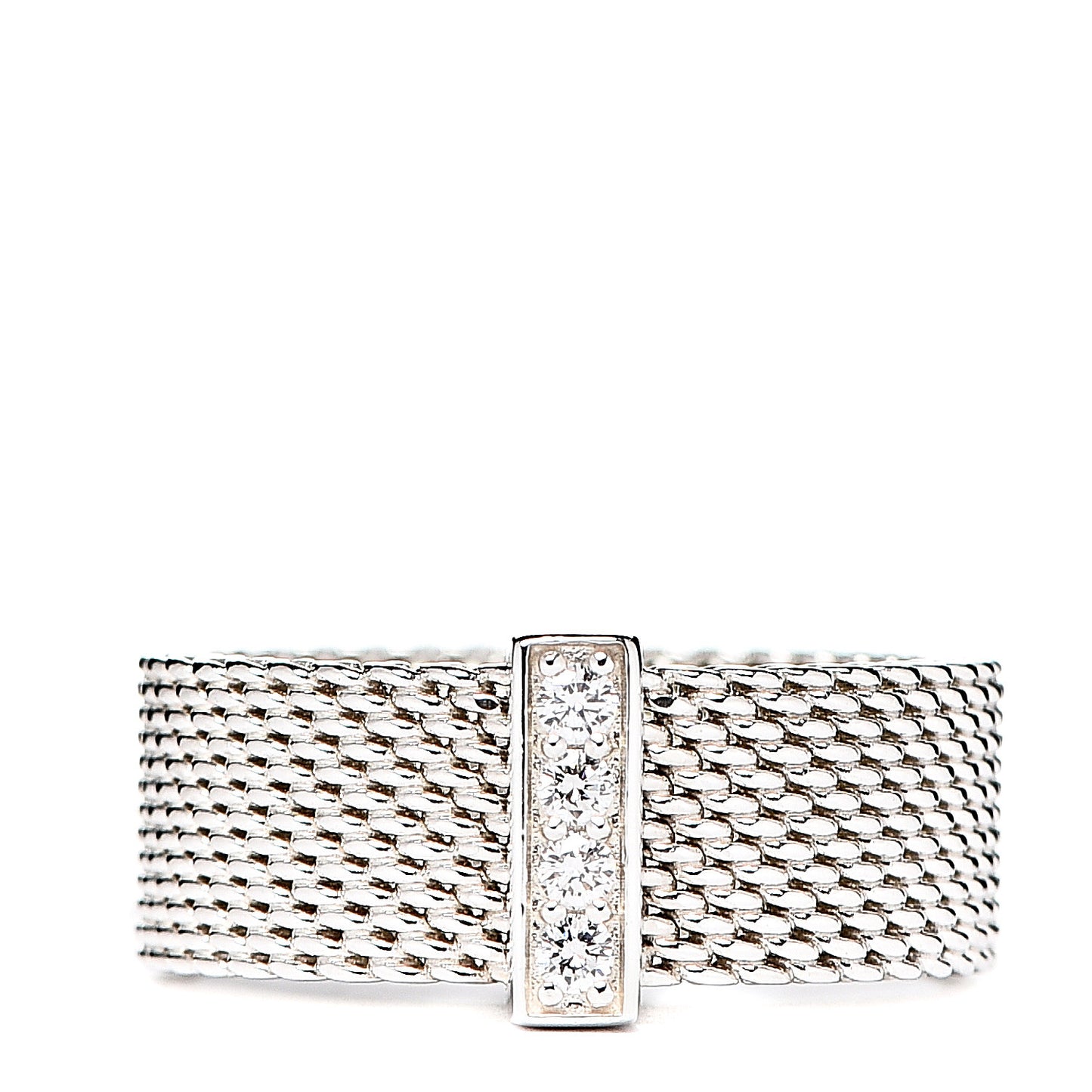 Sterling Silver Diamond Mesh Somerset Ring 49 4.75
