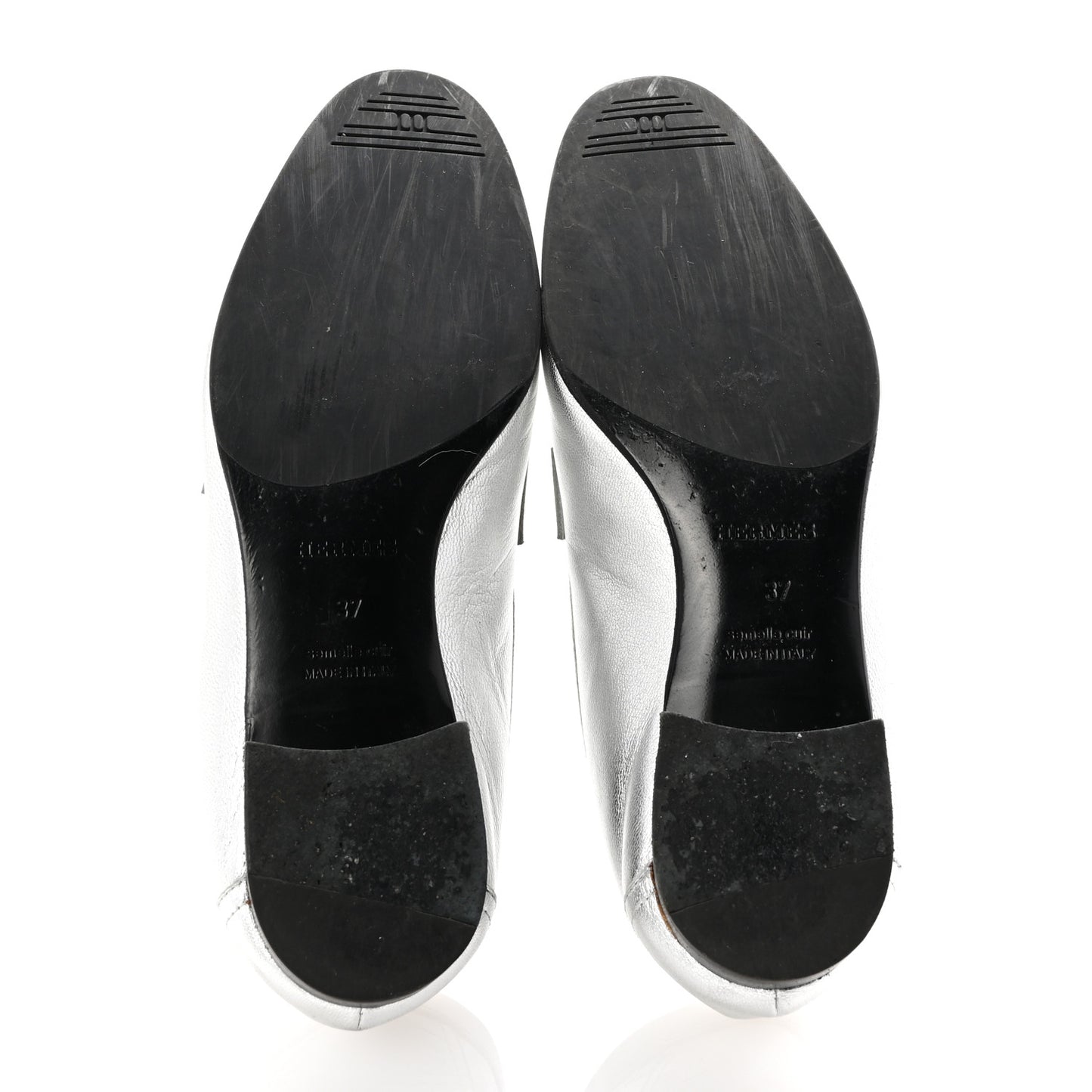 Metallic Calfskin Womens Paris Loafers 37 Silver