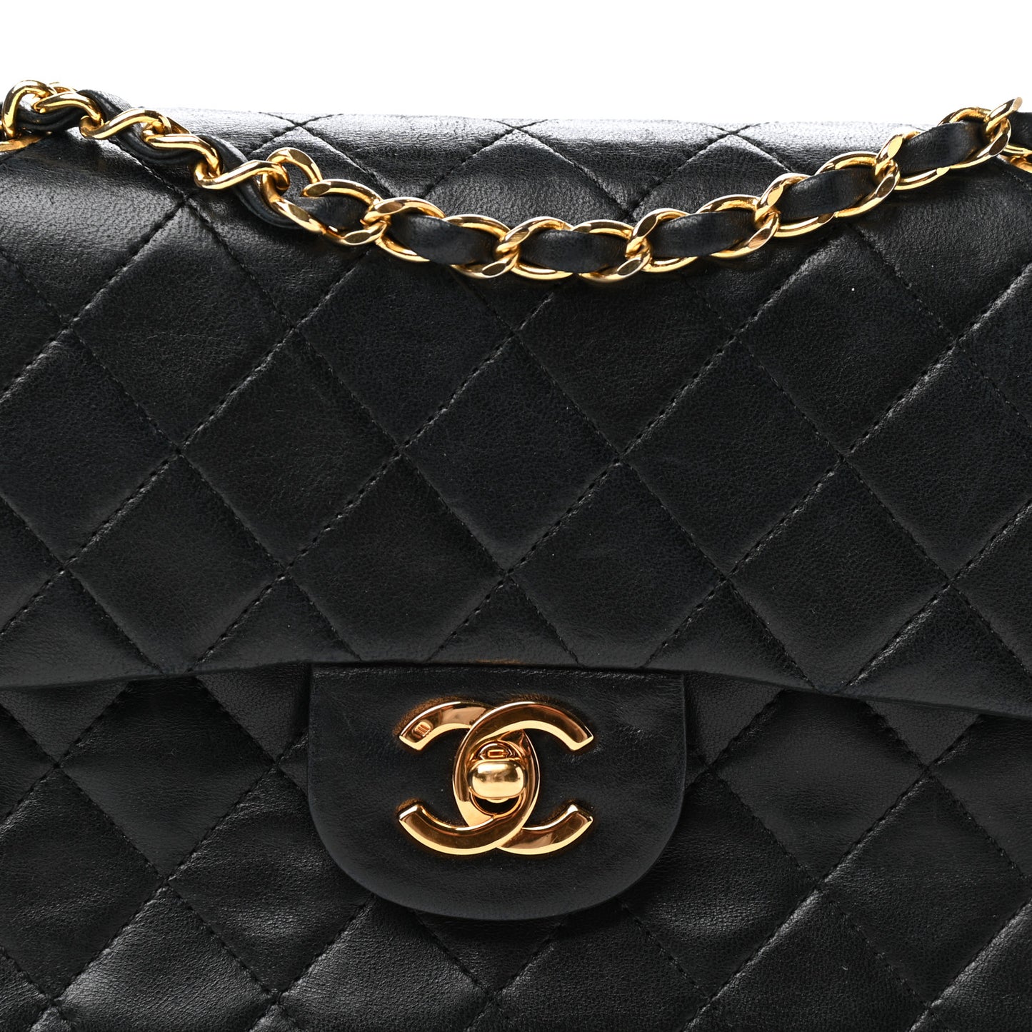 Lambskin Quilted Small Double Flap Black