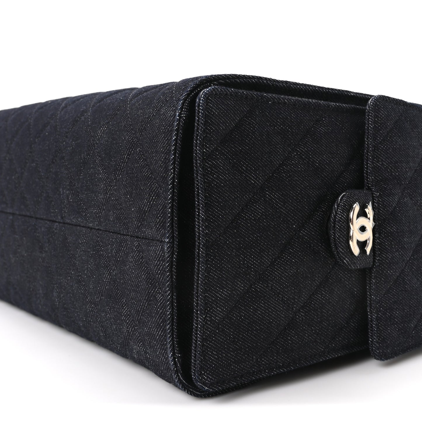 Denim Quilted Medium Chanel 25 Handbag Dark Blue
