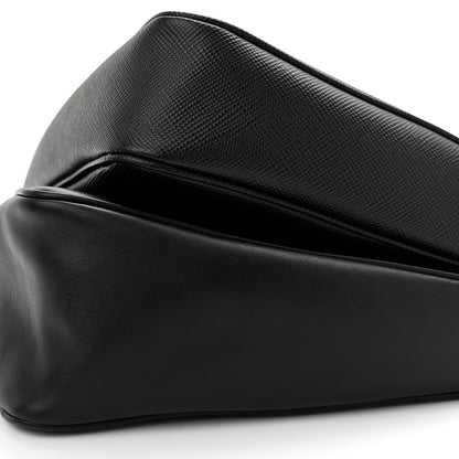 Prada Vitello Saffiano Cuir Double Triangle Shoulder Bag Black 10 of 12