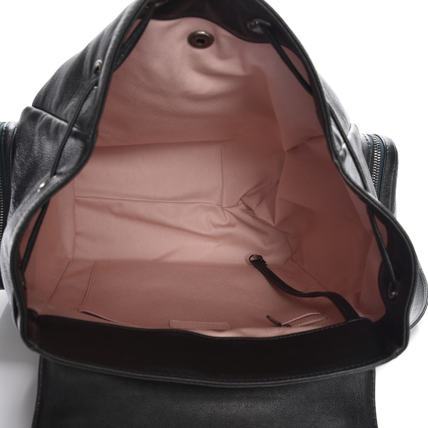 Grained Calfskin Stitched Pocket Backpack Dark Green