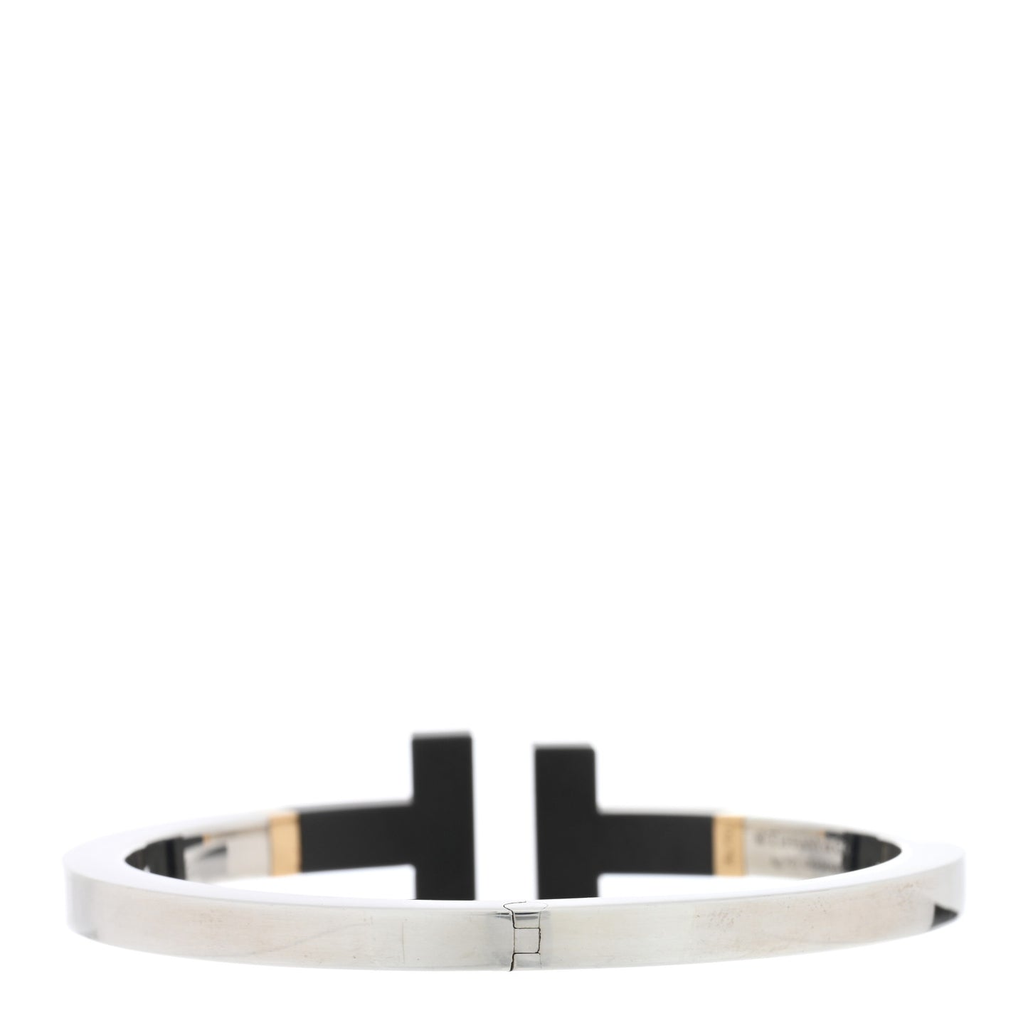Sterling Silver 18K Yellow Gold Black Ceramic T Square Bracelet