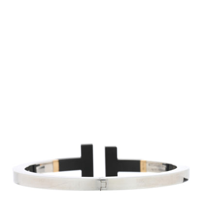 Tiffany Sterling Silver 18K Yellow Gold Black Ceramic T Square Bracelet 2 of 4