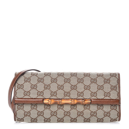 Gucci Monogram Bamboo Bar Clutch Brown 1 of 8