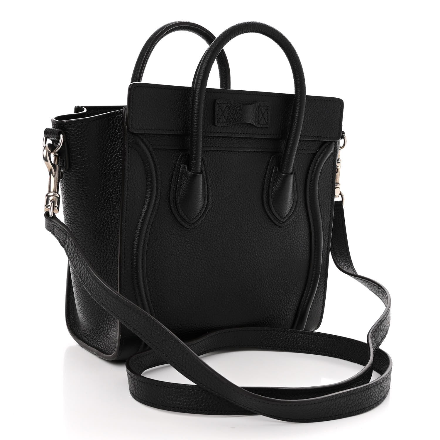 Celine Drummed Calfskin Nano Luggage Black 3 of 9