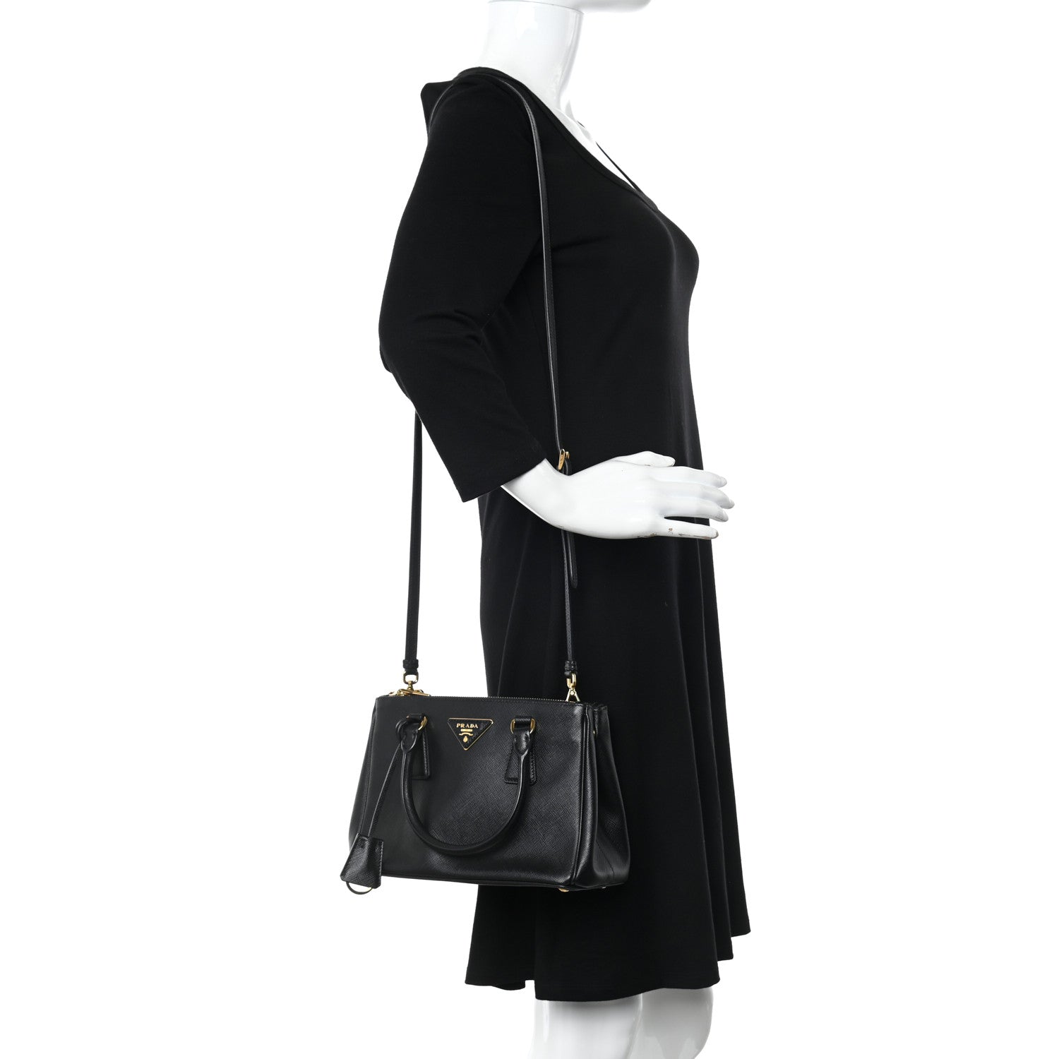 Prada Saffiano Small Galleria Double Zip Tote Black 2 of 10