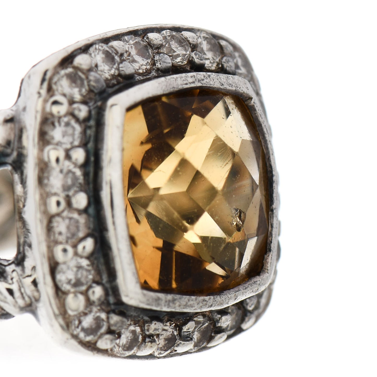 Sterling Silver Diamond Citrine 7mm Petite Albion Ring 50 5.25