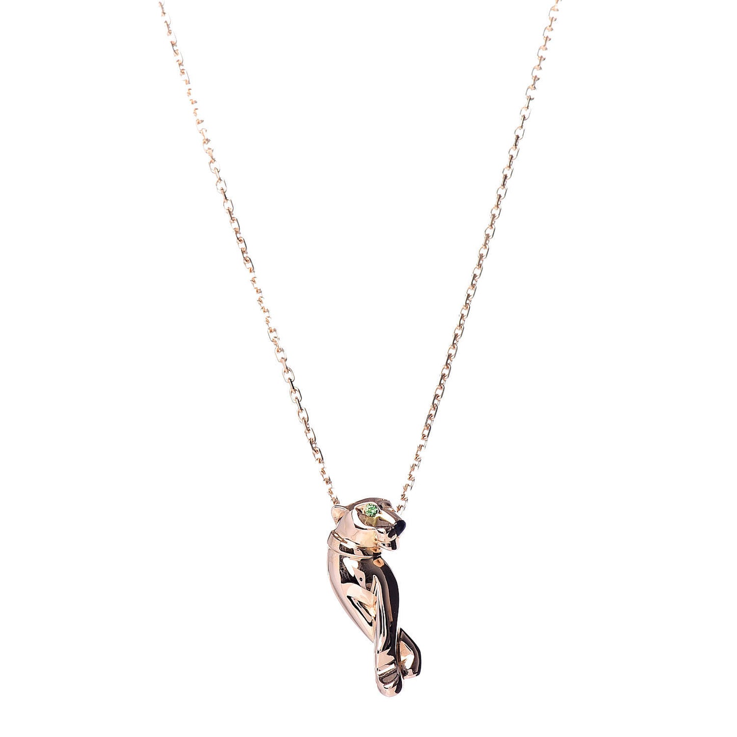 18K Pink Gold Tsavorite Black Lacquer Panthere De Cartier Pendant Necklace