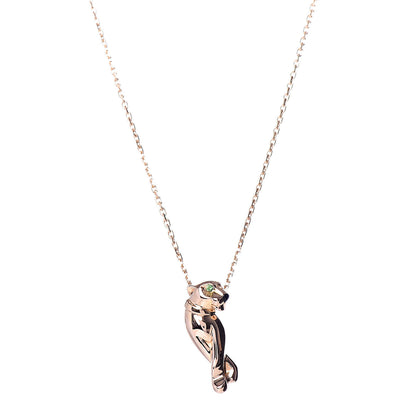 Cartier 18K Pink Gold Tsavorite Black Lacquer Panthere De Cartier Pendant Necklace 4 of 6