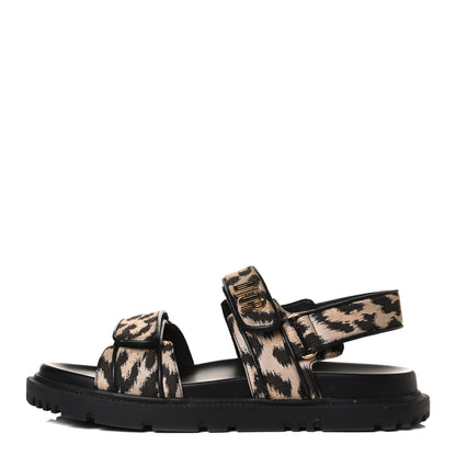 Christian Dior Technical Fabric Mizza Print DiorAct Sandals 38.5 Beige Multicolor 1 of 14