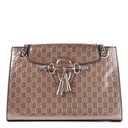 Gucci Shine Guccissima Large Emily Chain Shoulder Bag Dark Cipria 1 of 14