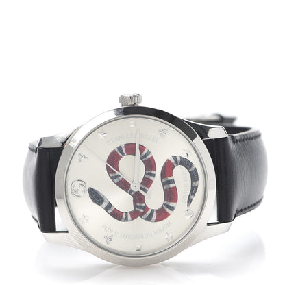 Gucci Stainless Steel Calfskin 38mm G-Timeless Snake Quartz Watch 3 of 6
