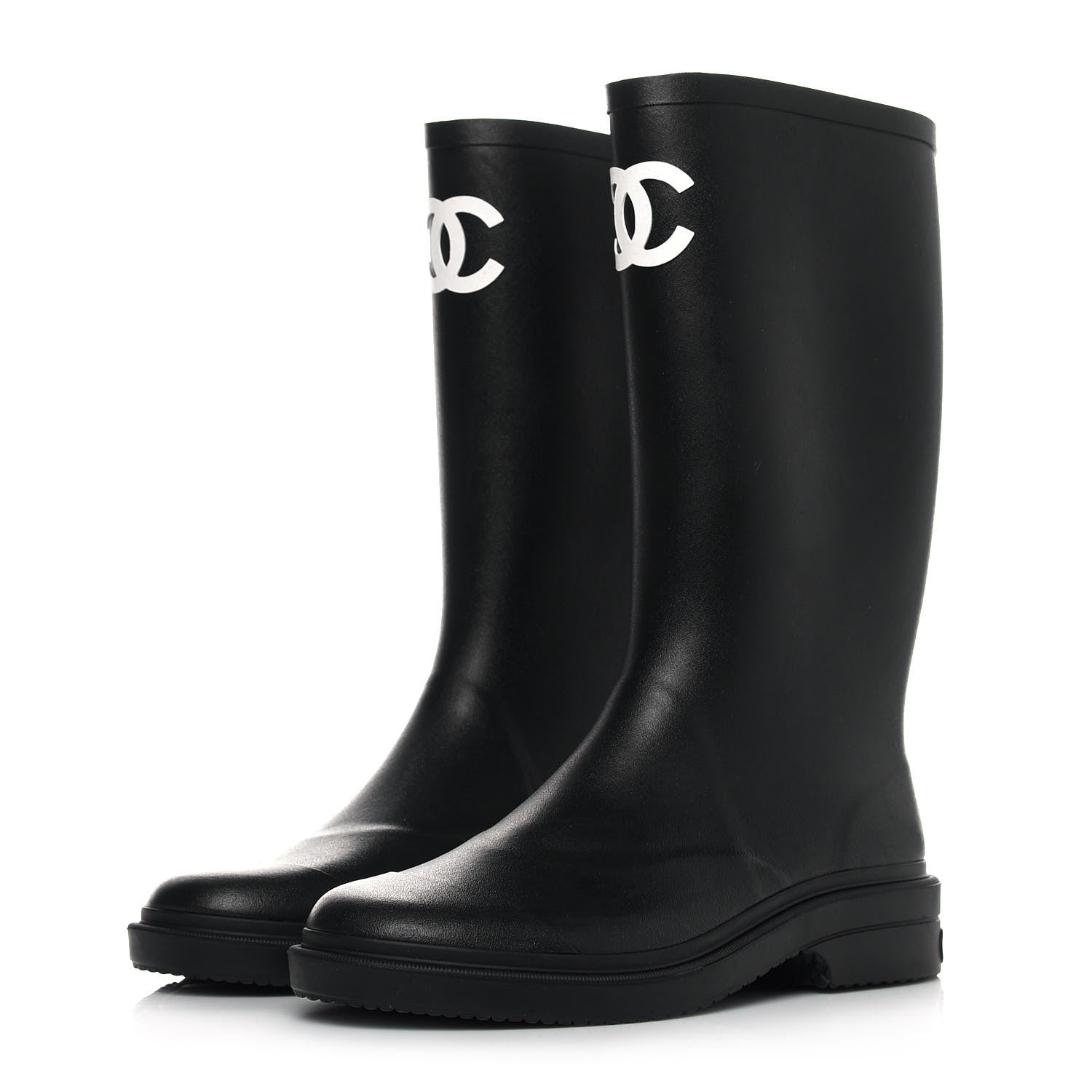 Chanel Caoutchouk CC High Boots 40 Black 3 of 8