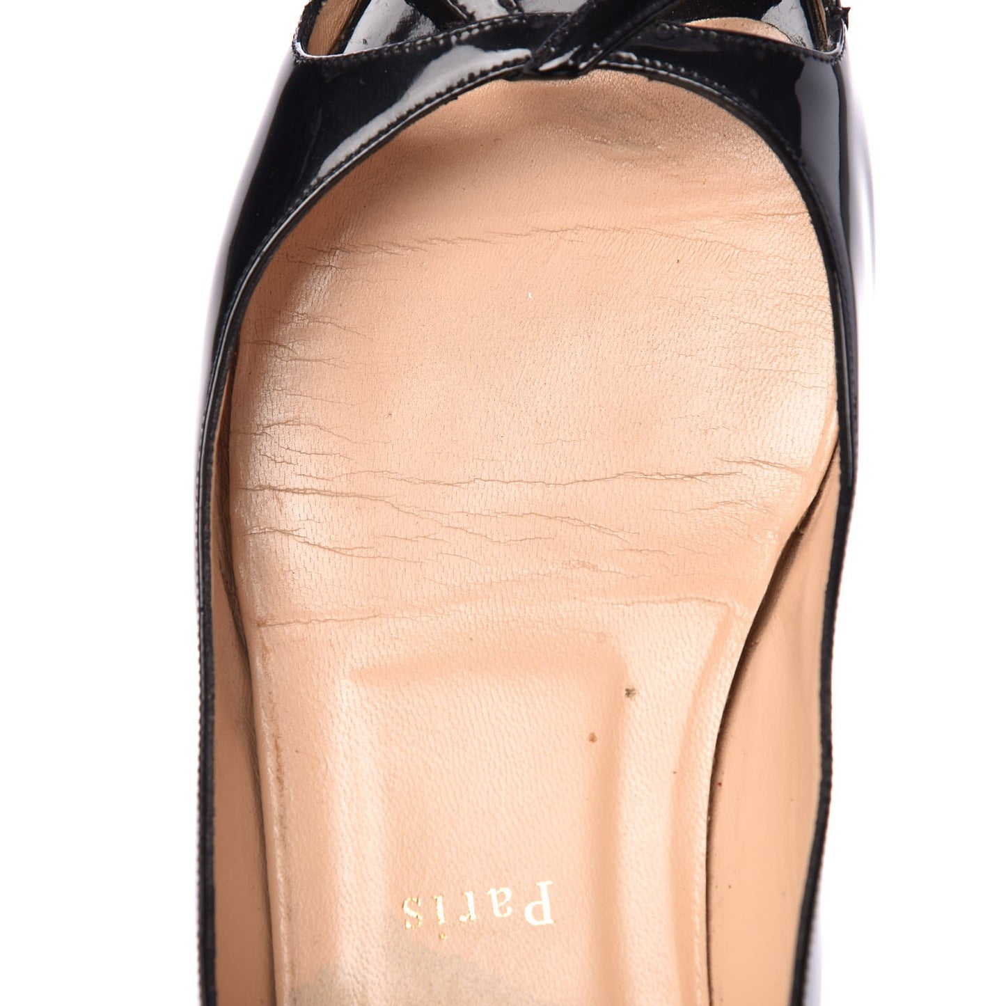 Patent Croisette Peep Toe Flats 40 Black