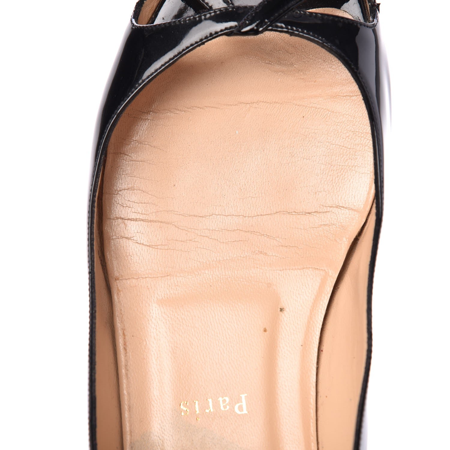 Christian Louboutin Patent Croisette Peep Toe Flats 40 Black 11 of 14