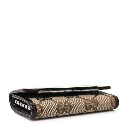 Gucci Monogram Textured Calfskin Metal Bar 6 Key Holder Case Beige Ebony Cocoa 4 of 10