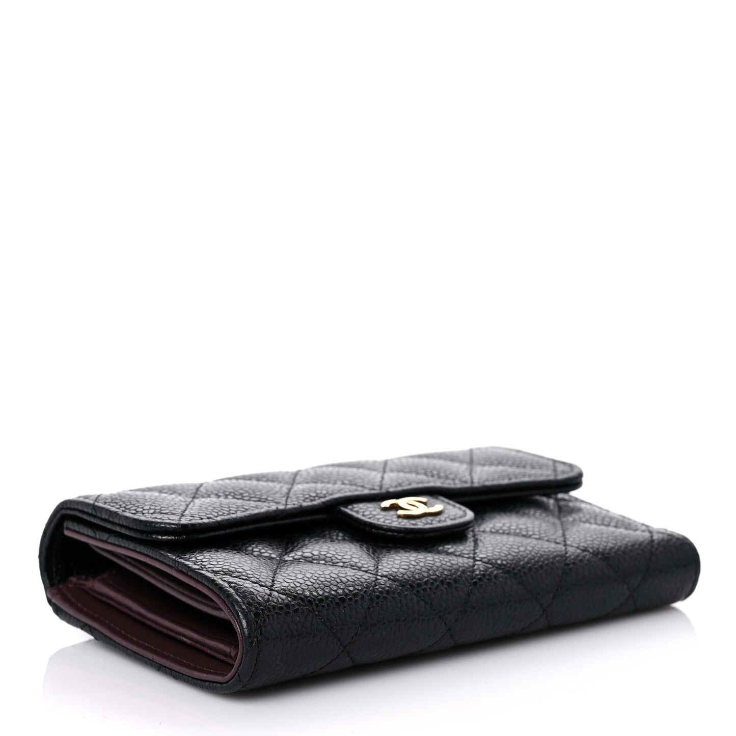 Caviar Quilted Medium Flap Wallet Black