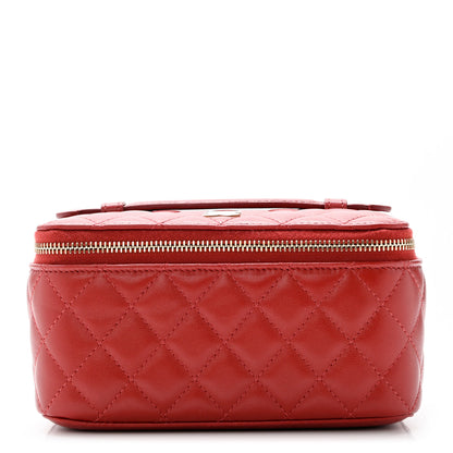 Chanel Caviar Quilted Top Handle Jewelry Case Red 1 of 10