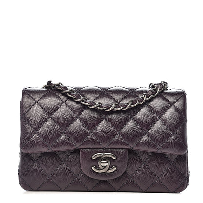 Chanel Washed Caviar Quilted Mini Rectangular Flap Dark Purple 1 of 12