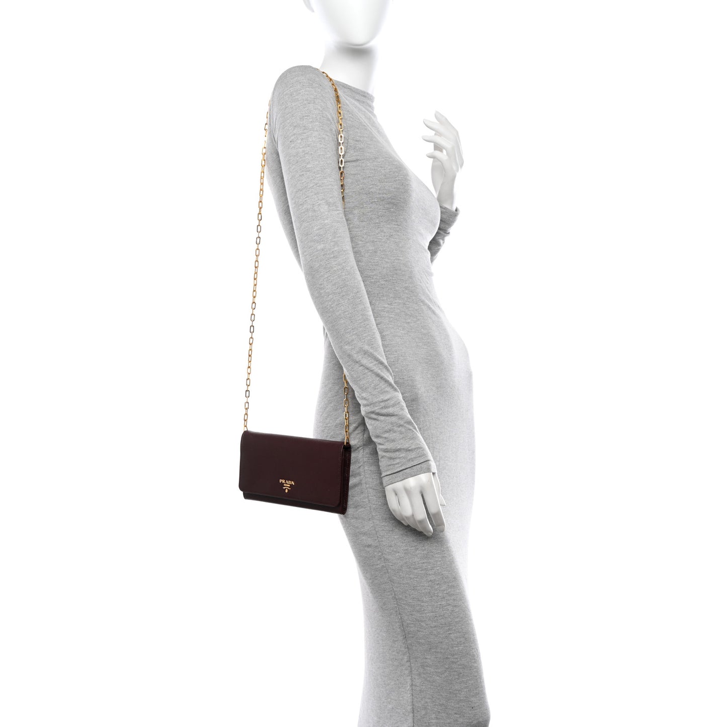 Saffiano Metal Large Chain Wallet Granato