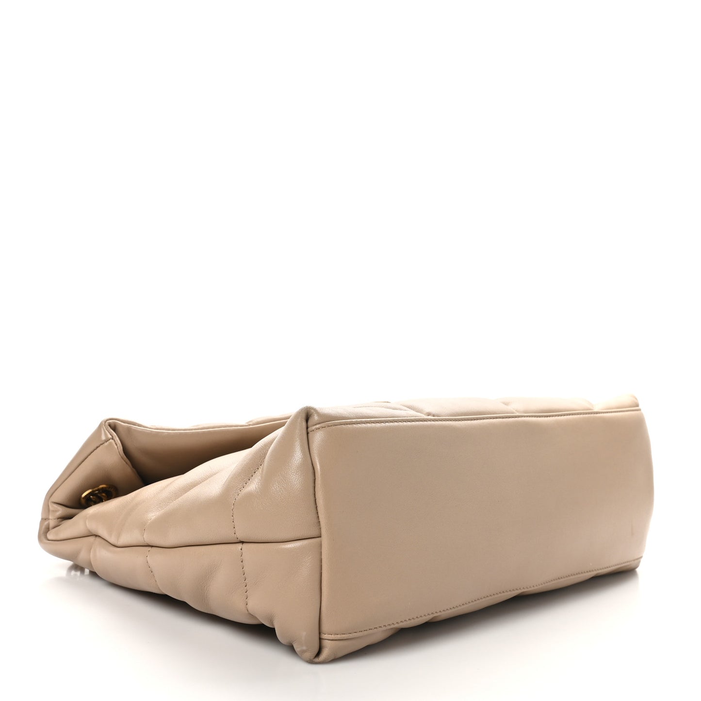 Lambskin Quilted Medium Loulou Puffer Monogram Chain Satchel Dark Beige