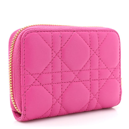 Christian Dior Lambskin Cannage Small Lady Dior Voyageur Coin Purse Fuchsia 4 of 13