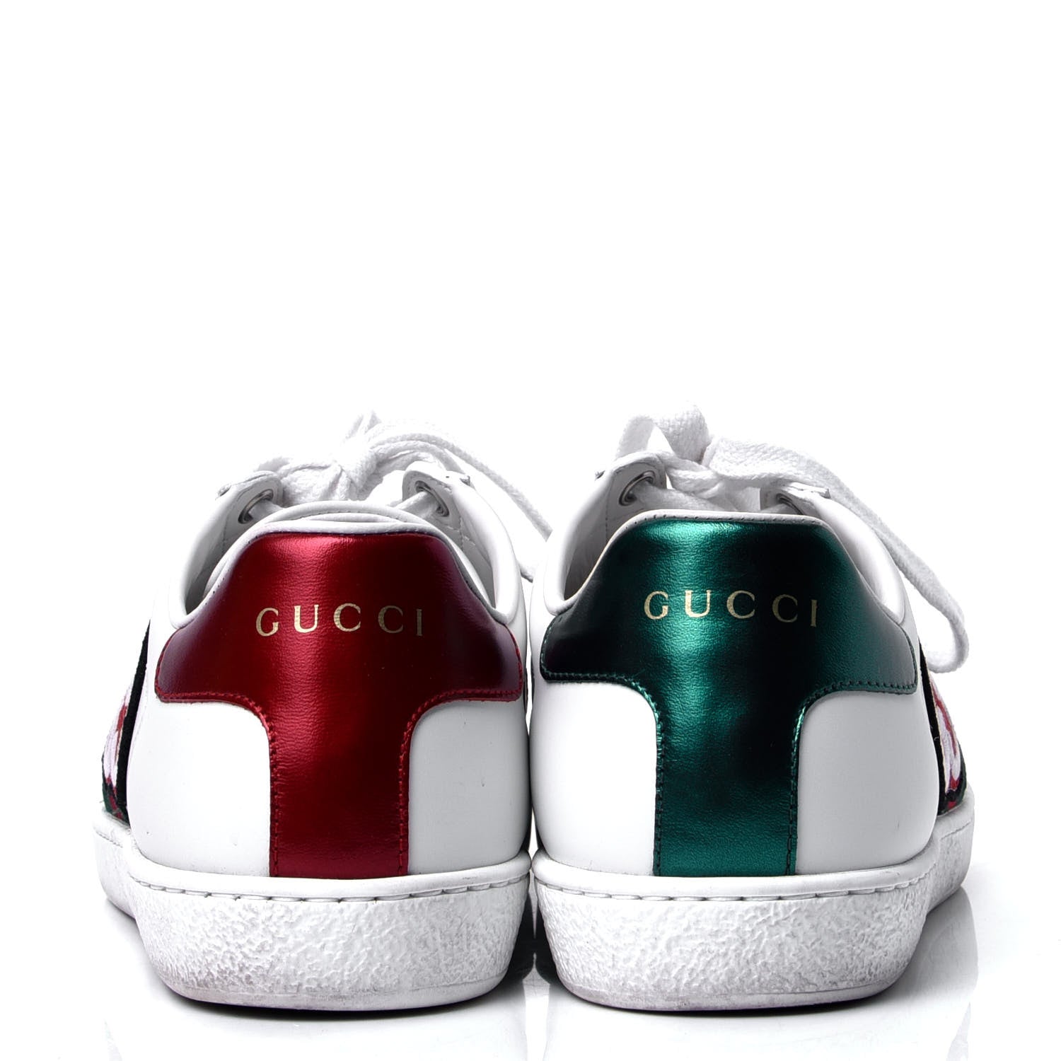 Gucci Calfskin Web GG Apple Embroidered Womens Ace Sneakers 37 White 4 of 6