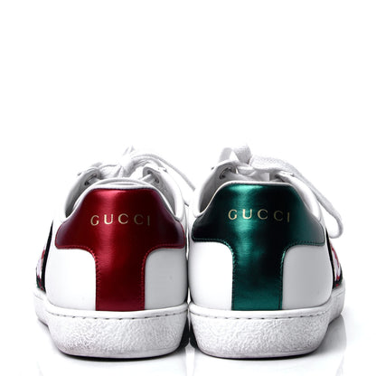 Gucci Calfskin Web GG Apple Embroidered Womens Ace Sneakers 37 White 4 of 6