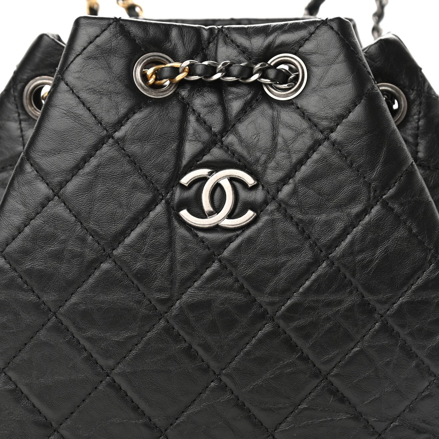 Aged Calfskin Quilted Small Gabrielle Backpack Black