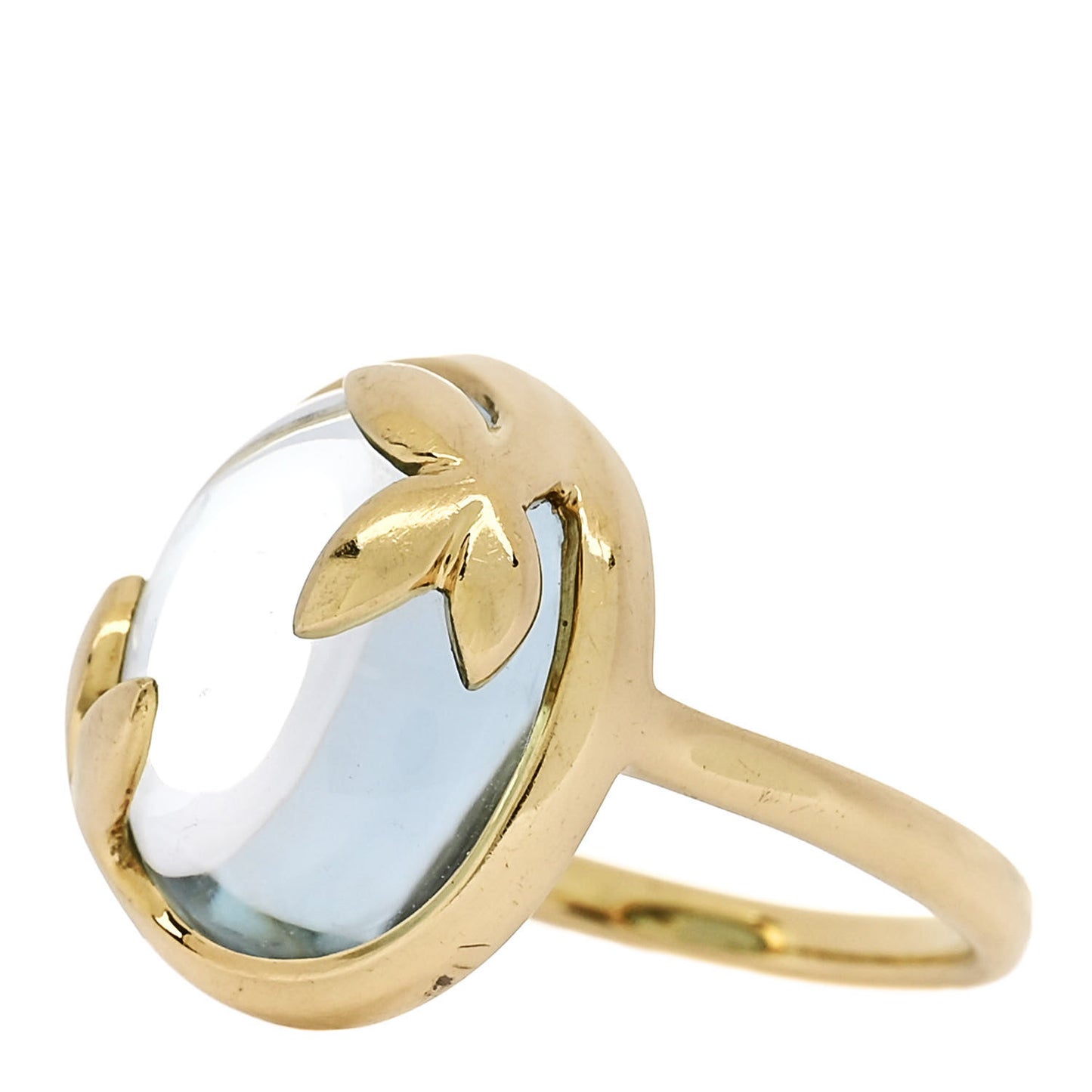 18K Yellow Gold Blue Topaz Paloma Picasso Olive Leaf Ring 49 5