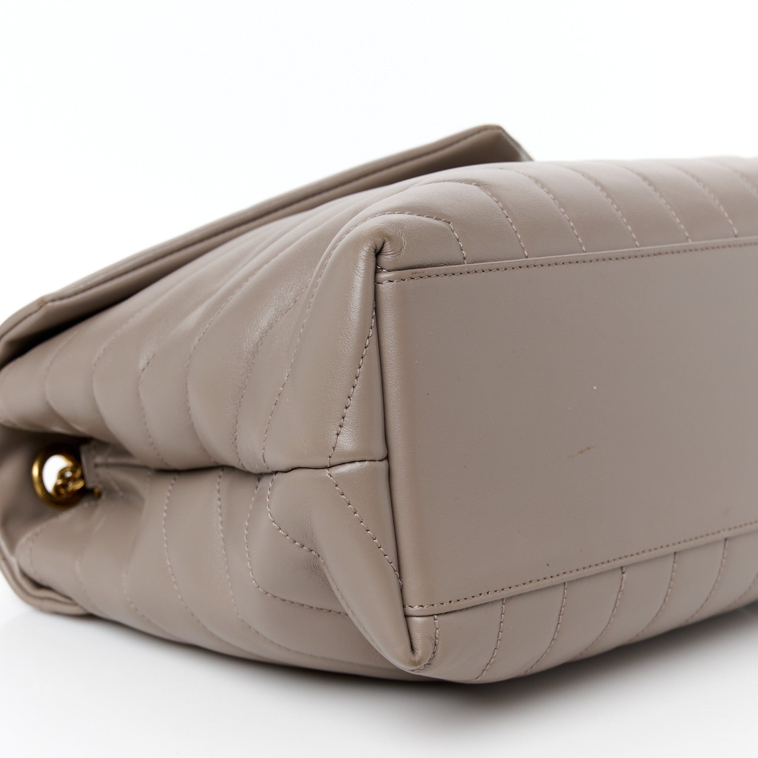 Saint Laurent Calfskin Y Quilted Monogram Medium Loulou Chain Satchel Greyish Brown 10 of 11