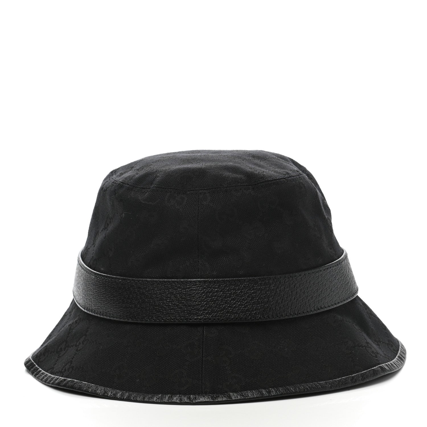 Gucci Monogram Textured Dollar Calfskin GG Jago Bucket Hat M Black 5 of 11
