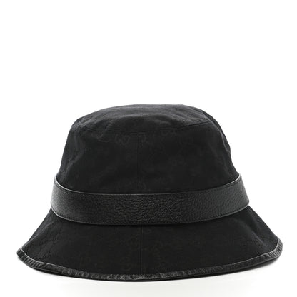 Gucci Monogram Textured Dollar Calfskin GG Jago Bucket Hat M Black 5 of 11