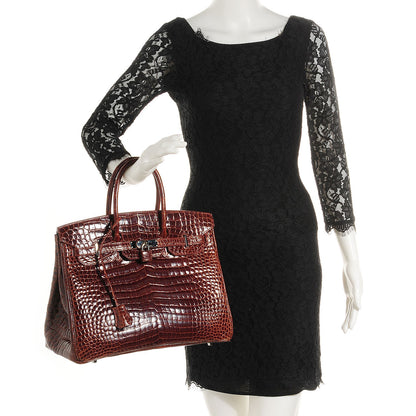 Hermes Shiny Porosus Crocodile Birkin 35 Miel 24 of 29