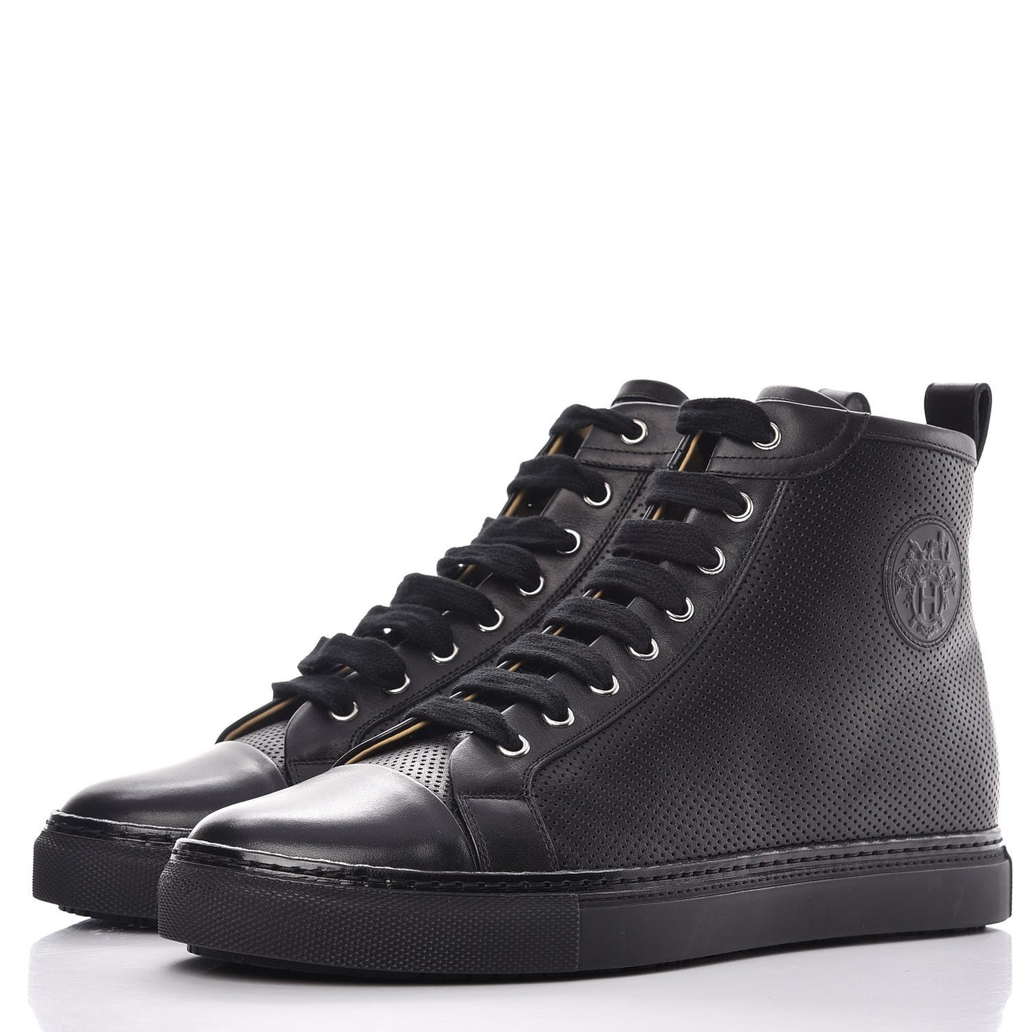 Mens Calfskin Micro Perforated Jimmy High Top Sneakers 41 Black