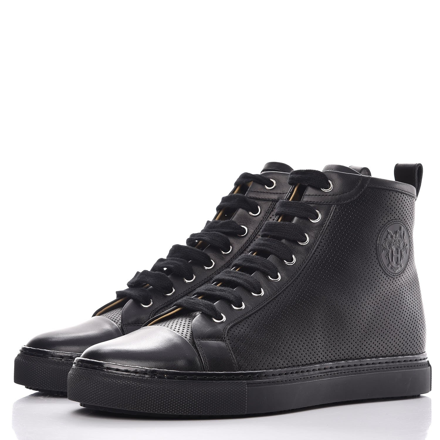 Hermes Mens Calfskin Micro Perforated Jimmy High Top Sneakers 41 Black 3 of 11