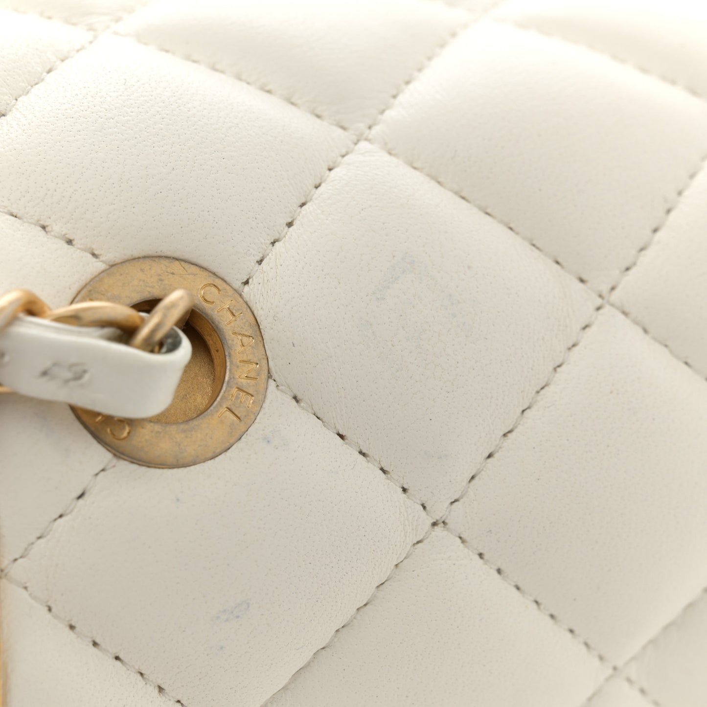 Lambskin Quilted Crown Box Bag White