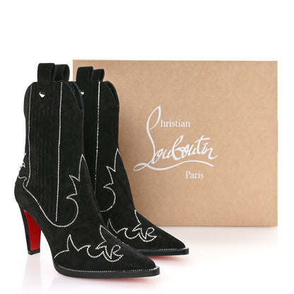 Christian Louboutin Suede Crystal Santigag Strass 85 Ankle Boots 36.5 Black 8 of 8