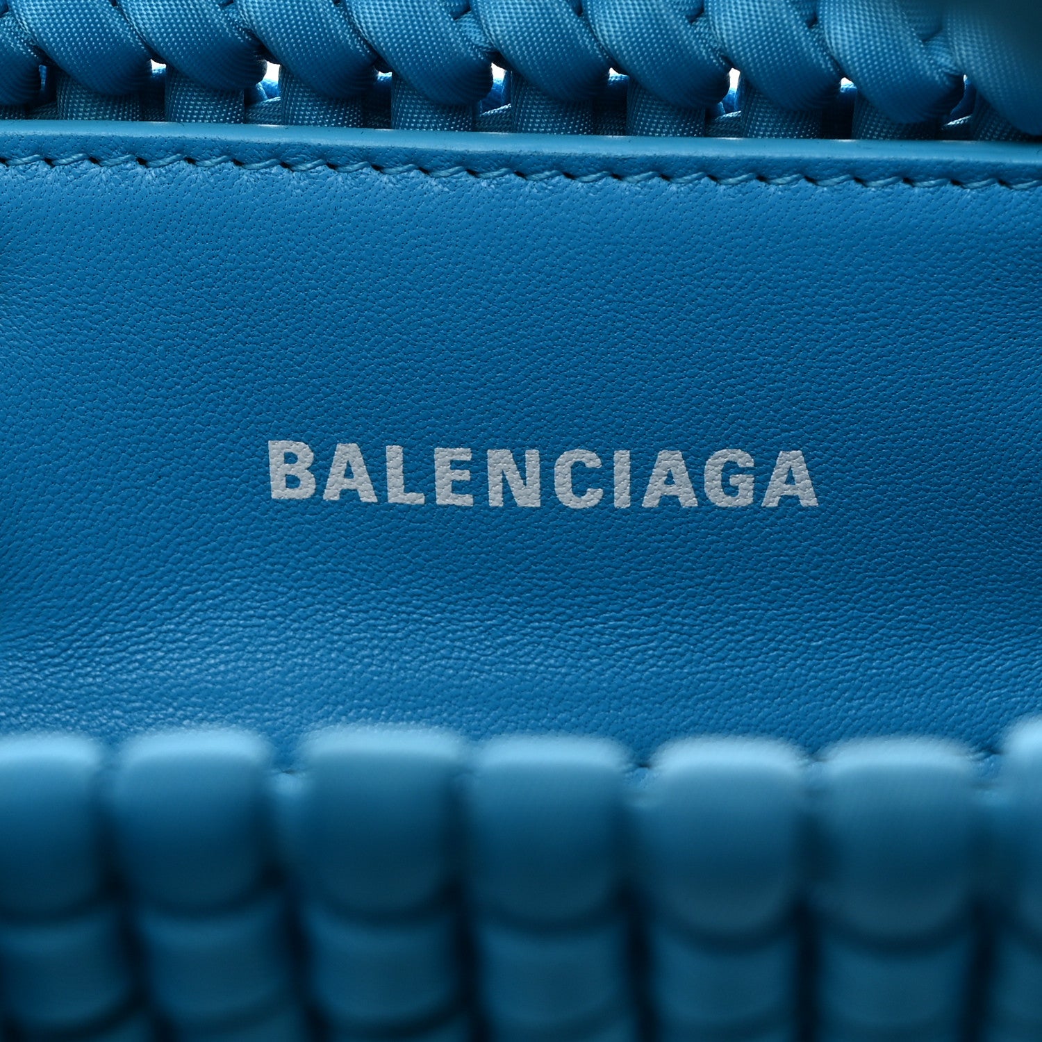 Balenciaga Recycled Nylon Faux Calfskin XXS Bistro Basket Turquoise Blue 6 of 10