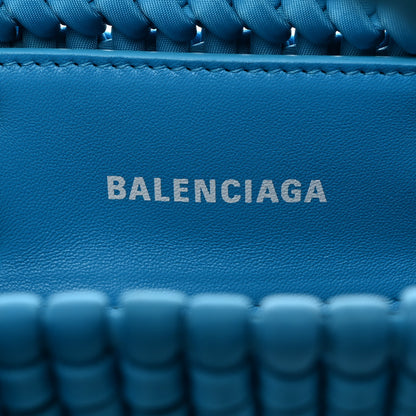 Balenciaga Recycled Nylon Faux Calfskin XXS Bistro Basket Turquoise Blue 6 of 10