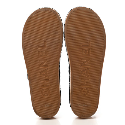 Chanel Cord Lambskin Quilted Logo Sandals 39 Black 7 of 9