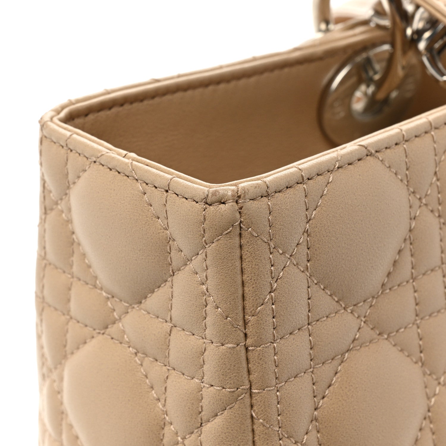 Christian Dior Lambskin Cannage Large Lady Dior Beige 14 of 17