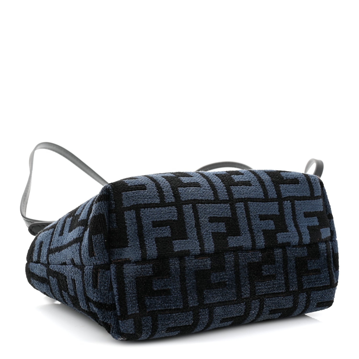 Fendi Chenille Vitello King Plexiglass FF Mini By The Way Top Handle Boston Bag Blue Black 4 of 10