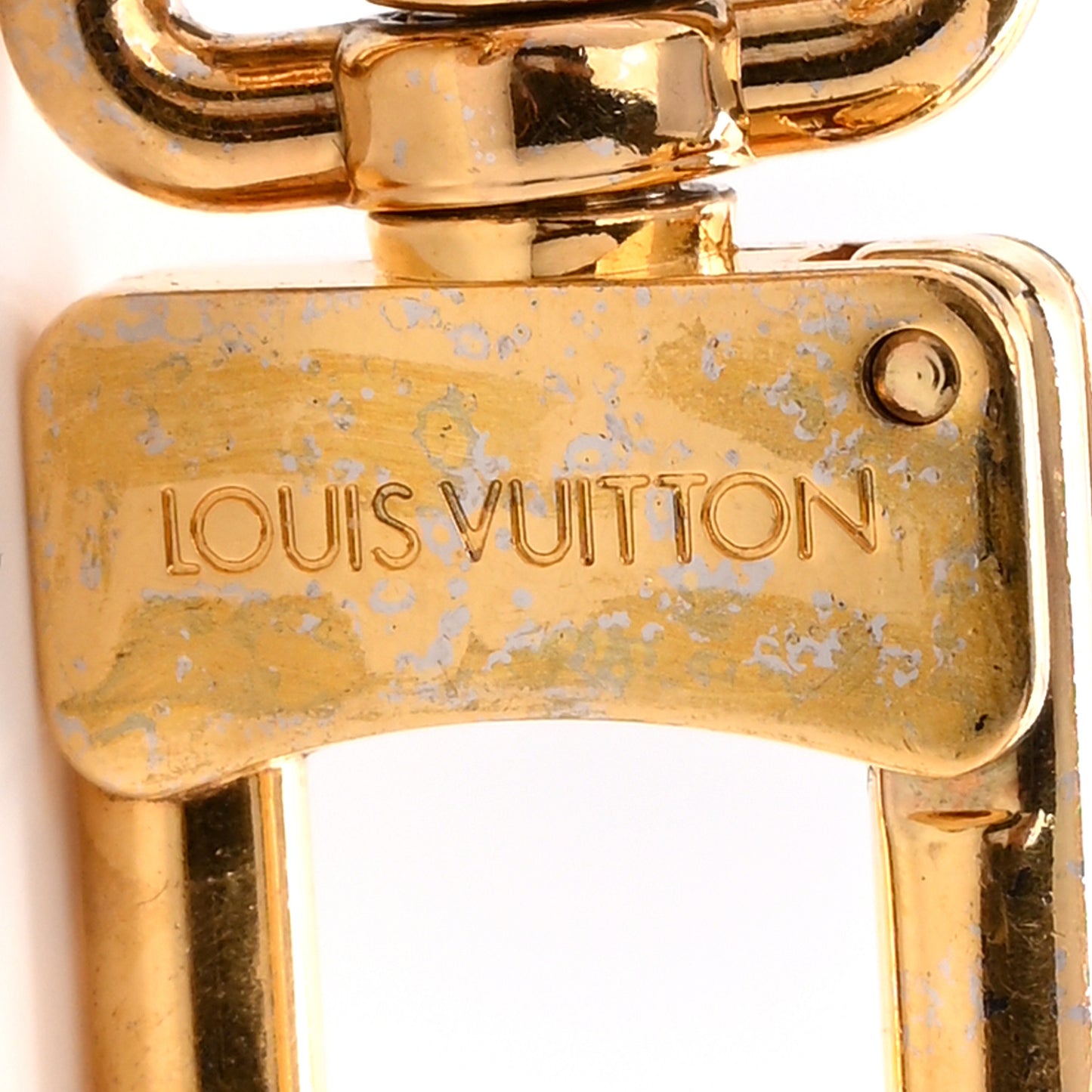 Brass Enamel Fleur De Monogram Bag Charm Chain Gold