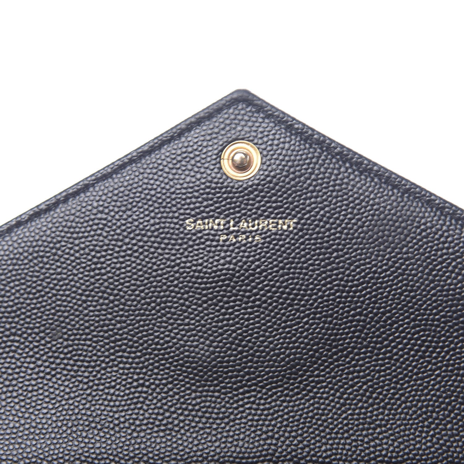 Saint Laurent Grain De Poudre Matelasse Chevron Monogram Envelope Chain Wallet Black 6 of 12