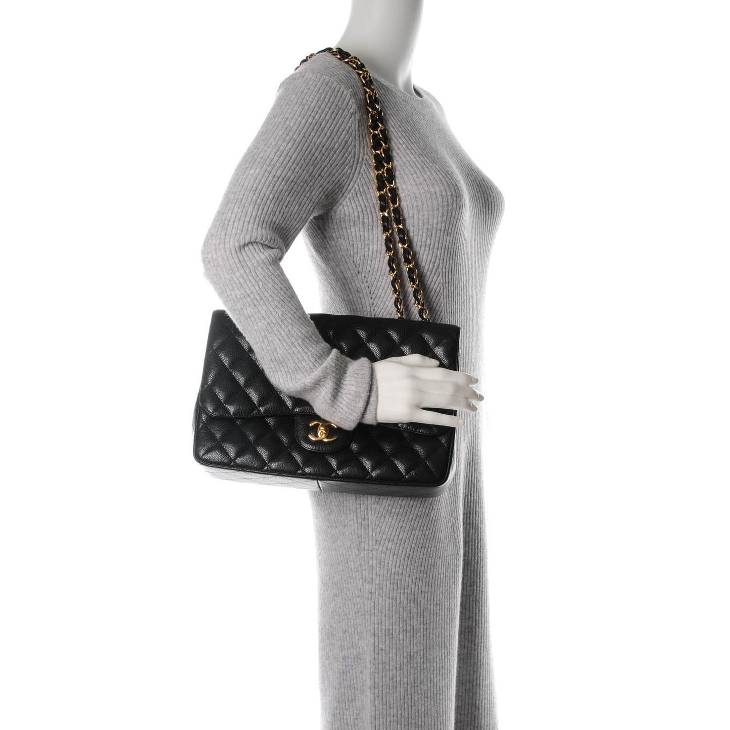Caviar Quilted Jumbo Single Flap Black