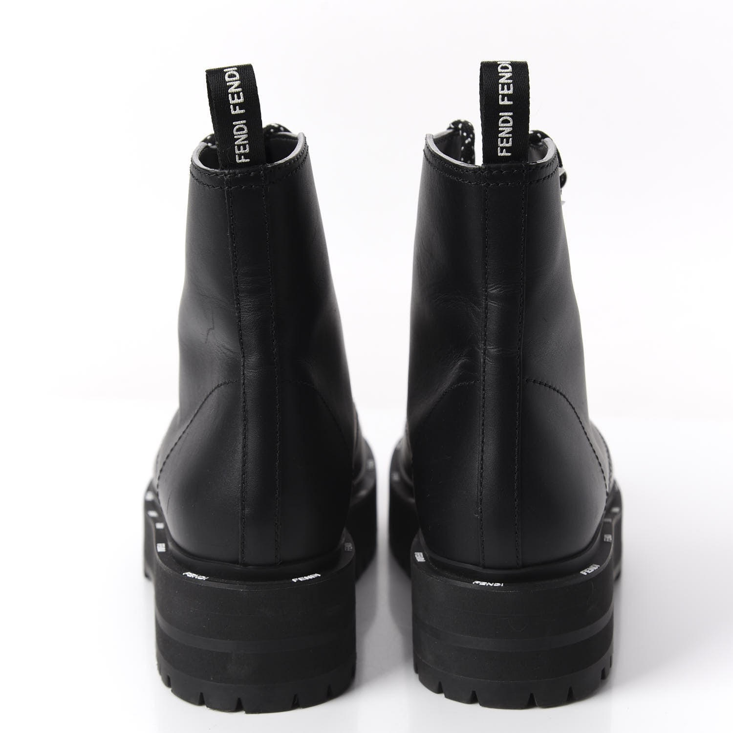 Fendi Calfskin FFreedom Platform Biker Boots 37.5 Black 6 of 8